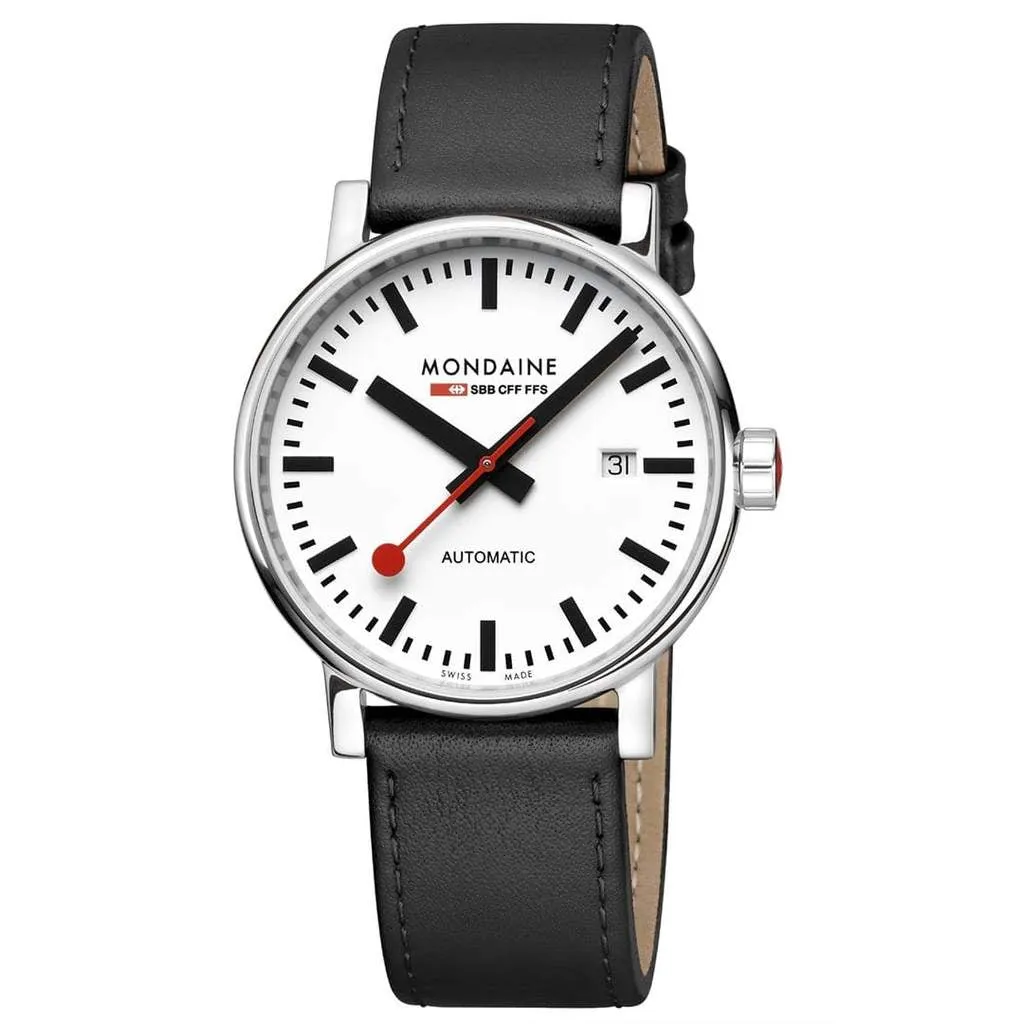 Mondaine Evo2 Automatic 40mm White Dial Leather Watch MSE.40610.LBV